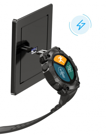 Ceas Smartwatch FD68, 1.3" ecran IPS, design sport, Bluetooth, monitorizare sanatate si activitati sportive Android IOS negru [6]