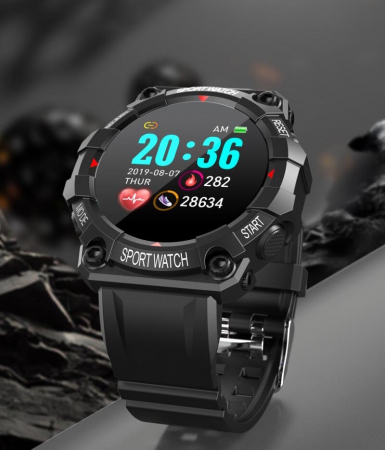 Ceas Smartwatch FD68, 1.3" ecran IPS, design sport, Bluetooth, monitorizare sanatate si activitati sportive Android IOS negru [0]