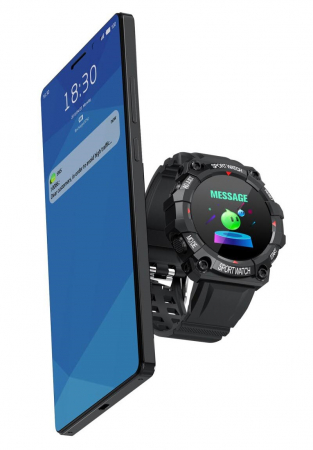 Ceas Smartwatch FD68, 1.3" ecran IPS, design sport, Bluetooth, monitorizare sanatate si activitati sportive Android IOS negru [9]