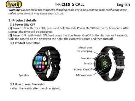 Ceas Smartwatch Trevi Italia rezistent apa IP67 microfon si speaker functie apel, mesaje, monitor sanatate, sport,retele sociale, Bluetooth,Android,IOS [5]