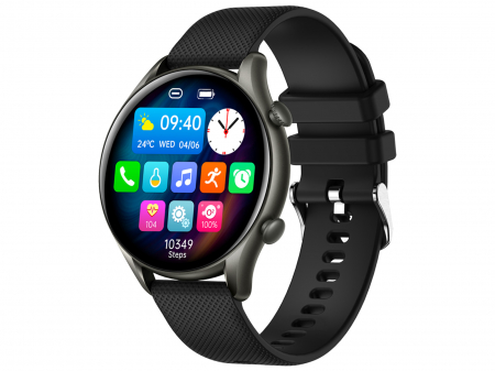 Ceas Smartwatch Trevi Italia TF280S00 carcasa metalica IP67 microfon si speaker functie apel, mesaje, monitorizare sanatate, sport,retele sociale, sistem vocal,Bluetooth, Android,IOS gri platinat [10]