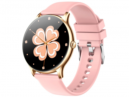 Laminatoare si accesorii - Ceas Smartwatch metalTrevi TF23008 IP67 microfon si speaker functie apel, mesaje, monitorizare sanatate, sport,retele sociale, sistem vocal,Bluetooth, Android,IOS roz
