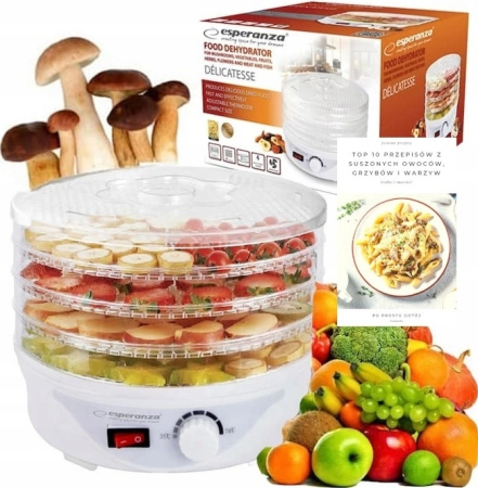 Aparate de gatit cu aburi & Deshidratoare - Deshidrator fructe si legume, ciuperci, plante, 4 etaje design cilindru reglare 35-75°C  250W