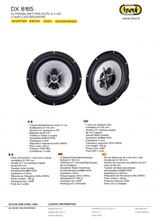 Difuzoare auto 2 x 120W 2 cai super TBass  Trevi 8165 Ø 165 mm sensibilitate 94dB Woofer polipropilena surround din carbon frecventa 54Hz-25KHz [3]