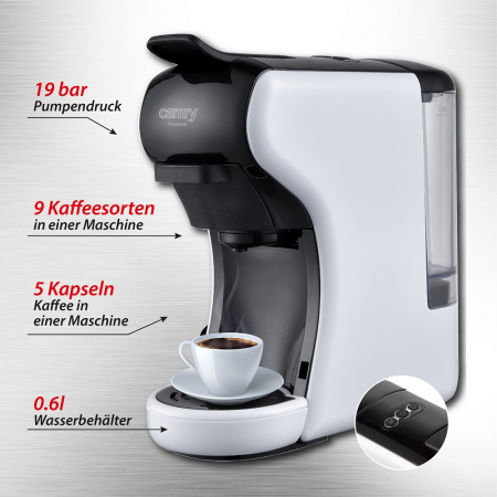 Espressor de cafea universal cu 9 adaptoare pentru 9 tipuri de capsule branduri diferite presiune pompa 19 bari 1450W CR4414 [1]