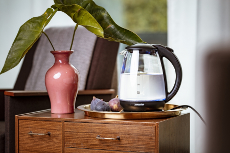 Cana electrica din sticla, iluminare din baza, putere 2200W, capacitate 1.7L, oprire automata MEMS1263 [5]