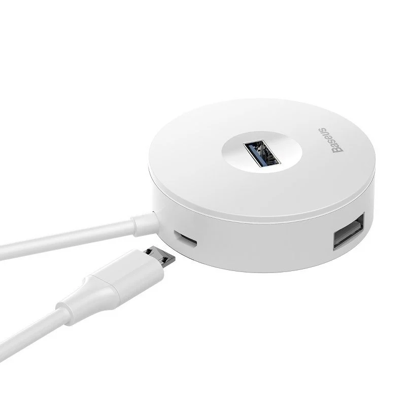 Periferice - Hub USB 3.0 Baseus cu 4 porturi 1xUSB 3.0 si 3xUSB 2.0, alb