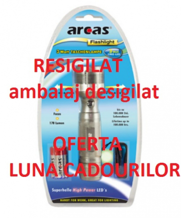 Lanterna aluminium ARC CREE LED cu zoom 150 metri rezistenta la apa si socuri HandLight, Arcas, RESIGILAT [2]