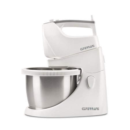 Mixere, tocatoare & roboti de bucatarie - Mixer cu bol rotativ din inox G3Ferrari Italia Bravomix Kit, 3l, 550W, 5 viteze + turbo, detasabil alb