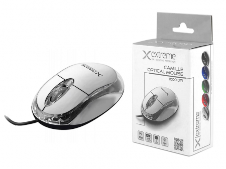 PC, Periferice & Software - Mouse optic cu fir USB 1.2m 3 butoane  Camille, USB, 1000 dpi,  Alb