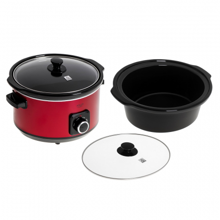 Multicooker/Slow Cooker AD6413R din ceramica cu gatire lenta cronometru, programare pornire 5.8L 300W  rosu [3]