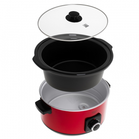 Multicooker/Slow Cooker AD6413R din ceramica cu gatire lenta cronometru, programare pornire 5.8L 300W  rosu [2]