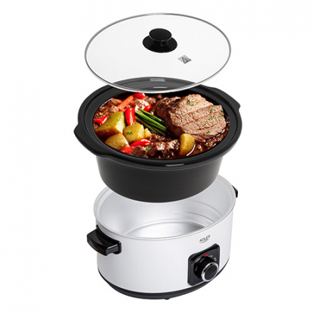 Electrocasnice & Climatizare - Multicooker Slow Cooker AD6413W din ceramica cu gatire lenta cronometru, programare pornire 5.8L 300W  alb