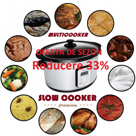 Multicooker Slow Cooker CR6414 din ceramica cu capacitate 4.7 kg putere 270W gatire lenta programare functionare de la 0,5 pana la 24 ore pornire programata [10]