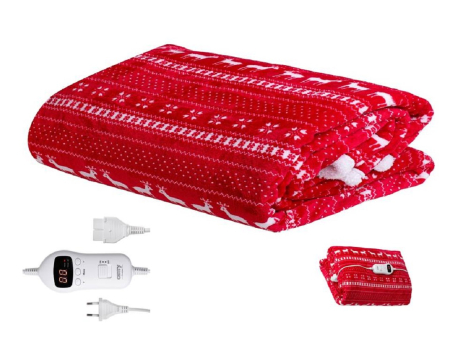 Incalzitoare corporale - Patura fleece de iarna cu motive Craciun  incalzire electrica 10 trepte pat dublu 180x160 cm,  temporizator 10 ore, protectie supraincalzire, telecomanda