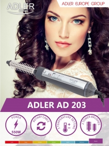 Perie electrica Adler AD203 cu aer cald 550W, 2 capete interschimbabile utile pentru uscare sau coafare [4]