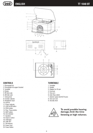 Pick up retro sistem audio stereo vintage Opera carcasa din lemn cires, MP3, radio, port USB intrare auxiliara iesire casti [3]