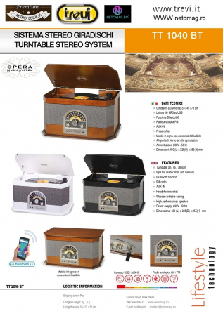 Pick up retro sistem audio stereo vintage Opera carcasa din lemn cires, MP3, radio, port USB intrare auxiliara iesire casti [4]