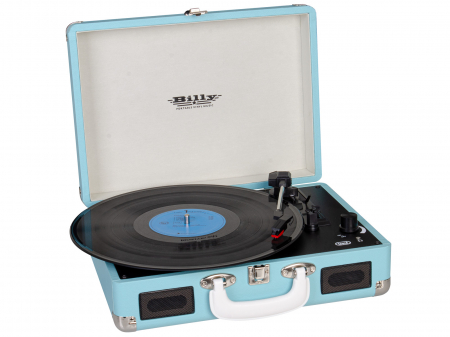 Pick-up retro vintage in valiza  functie  intrare/iesire AUX-IN iesire audio RCA  viteze vinil 33/45/78 rpm Trevi Italia 0T101504  difuzoare 6W blue [4]