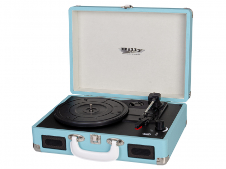 Pick-up retro vintage in valiza  functie  intrare/iesire AUX-IN iesire audio RCA  viteze vinil 33/45/78 rpm Trevi Italia 0T101504  difuzoare 6W blue [3]