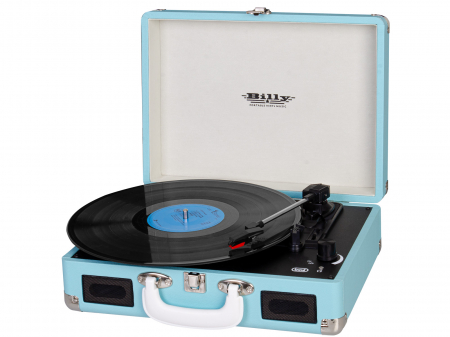 Pick-up retro vintage in valiza  functie  intrare/iesire AUX-IN iesire audio RCA  viteze vinil 33/45/78 rpm Trevi Italia 0T101504  difuzoare 6W blue [0]