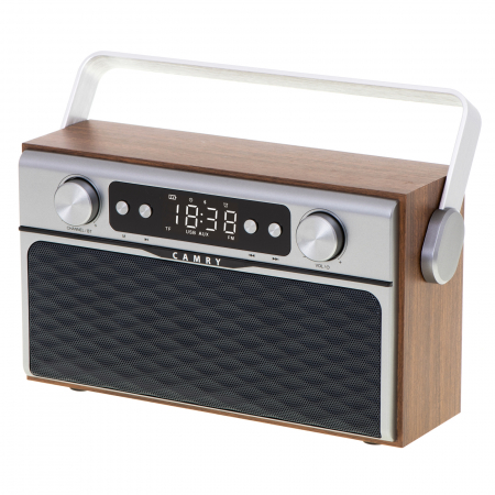 Radio bluetooth 5.0 CR1183 portabil cu aspect retro,  memorie 50 posturi, redare de pe USB si card SD, intrare auxiliara, ceas, putere 16W [3]