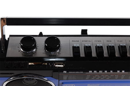 Radiocasetofon cu inregistrare Trevi Boombox vintage USB/SD Bluetooth 4 benzi Radio 6.5W blue [3]