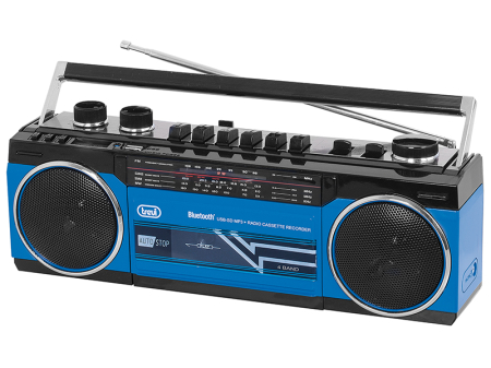 Radiocasetofon cu inregistrare Trevi Boombox vintage USB/SD Bluetooth 4 benzi Radio 6.5W blue [2]