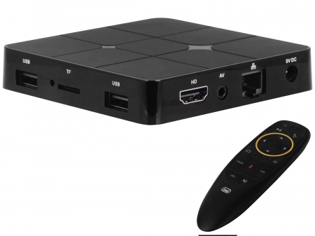 Receiver adaptor telefon android- TV Smart cu afisare smartphone pe ecranul TV Trevi Smart TV BOX IP360SB telecomanda cu control vocal [1]