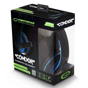 Casti stereo gaming, microfon si control volum, fir textil, Esperanza Condor [3]