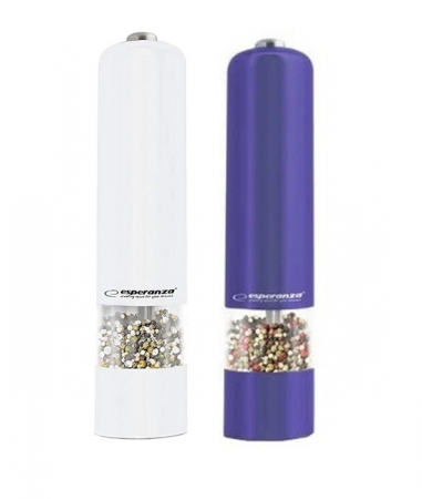 Rasnite si dozatoare condimente - Set 2 rasnite electrice sare si piper culoare Alb si Violet EKP001WV