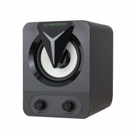 System boxe active 2.1  cu amplificare 10W RMS  subwoofer, conexiune USB si jack 3.5 mm  compatibil PC Desktop, Laptop, Esperanza  gri [2]