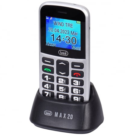 Telefoane mobile & Accesorii - Telefon seniori butoane mari iluminate camera foto, difuzor, lanterna, agenda 150,  5 numere cu functie SOS, bluetooth ,iesire casti, ceas, alarma Trevi Italia MAX2006