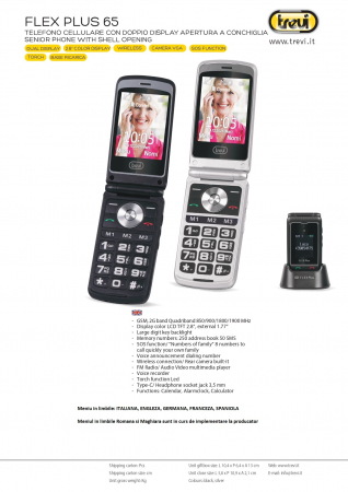 Telefon seniori Trevi Italia pliabil dubludisplay soclu incarcare butoane mari camera foto, radio difuzor lanterna agenda 250, 8 numere functie SOS, bluetooth ,iesire casti, reportofon, alarma, gri [4]