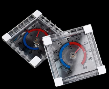 Termometru de exterior si interior analog, temperaturi de la -50 la +50 grade C, transparent, 7.5x7.5x2.3 cm [5]