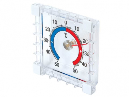 Termometru de exterior si interior analog, temperaturi de la -50 la +50 grade C, transparent, 7.5x7.5x2.3 cm [0]