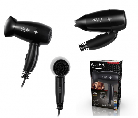 Uscator de par cu maner pliabil Adler 2251 1400W concentrator de aer cablu 173 cm negru [3]