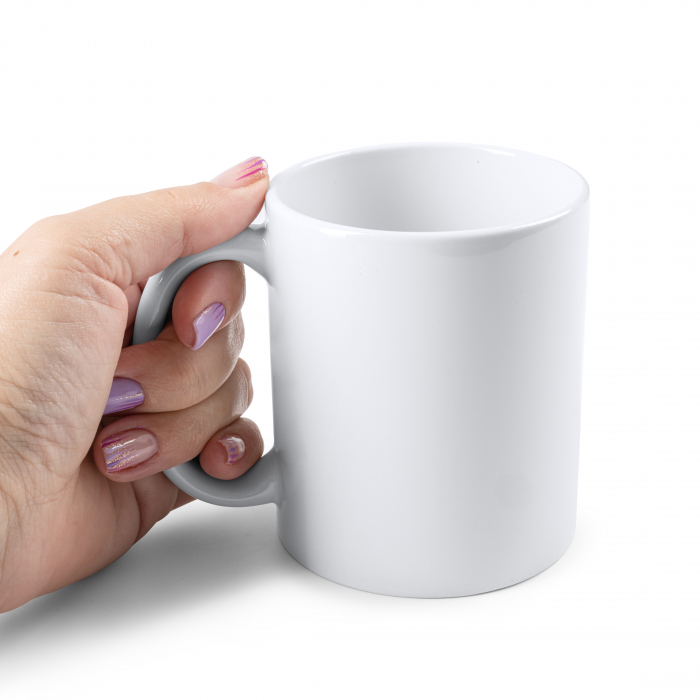 Cana alba personalizabila, rezista la zgarieturi, se poate utiliza in cuptorul cu microunde/masina de spalat vase [2]