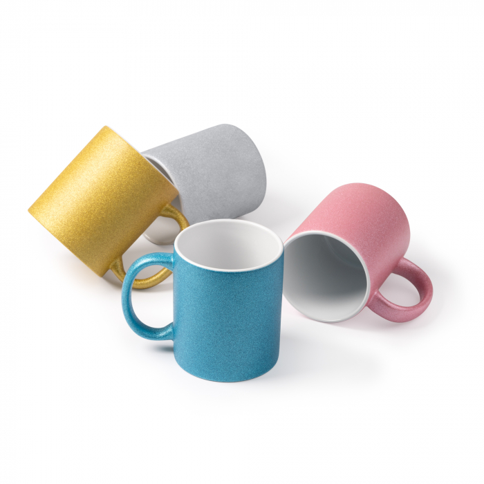 Cana colorata sublimabila, din ceramica ,cu efect de sclipici, turcoaz [2]