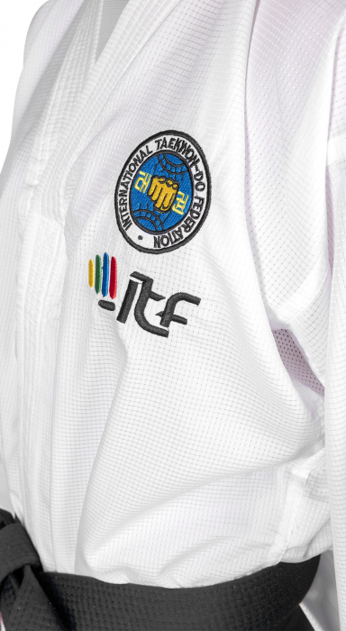 Dobok Instructor Diamond, aprobat ITF, Top Ten, Alb, 4-6 Dan, 160cm [6]