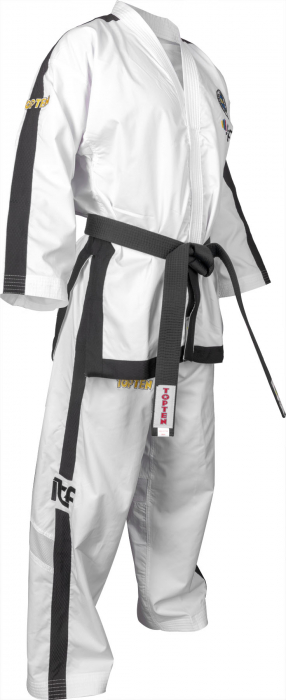 Dobok Instructor, Premium Gold, aprobat ITF, Top Ten, Alb, 4-6 Dan, 180 cm [17]