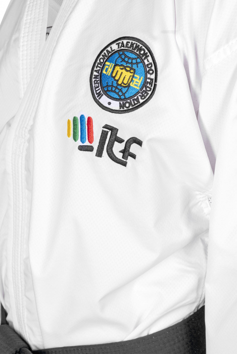Dobok Instructor, Premium Gold, aprobat ITF, Top Ten, Alb, 4-6 Dan, 180 cm [16]