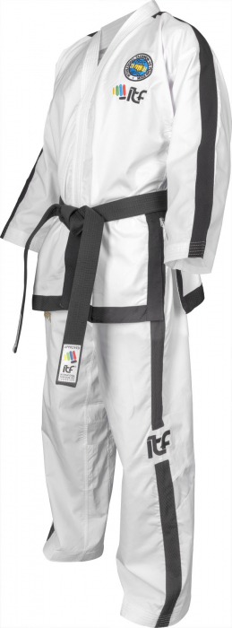 Dobok Instructor, Premium Gold, aprobat ITF, Top Ten, Alb, 4-6 Dan, 190 cm [18]