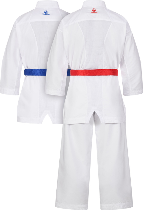 Green Karate-Gi Set “Premium Kumite Competition” (WKF approved) - white-red, white-blue, size 150 cm [4]