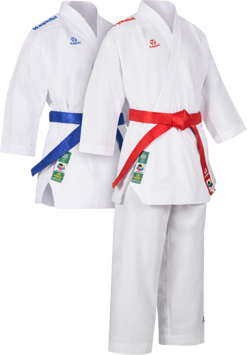 Green Karate-Gi Set “Premium Kumite Competition” (WKF approved) - white-red, white-blue, size 150 cm [1]