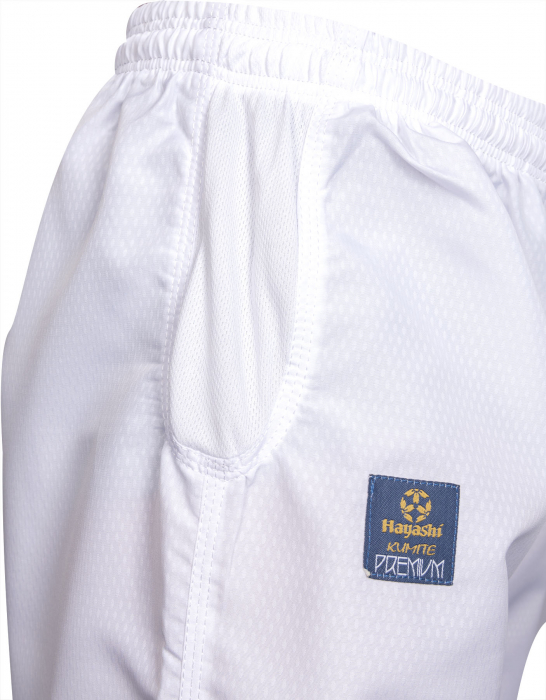 Karate-Gi "Premium Kumite", aprobat WKF, Hayashi, Alb cu broderie albastra, 175 cm [10]