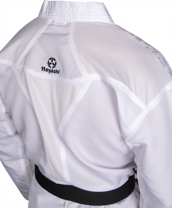 Karate-Gi "Premium Kumite", aprobat WKF, Hayashi, Alb cu broderie albastra, 175 cm [21]