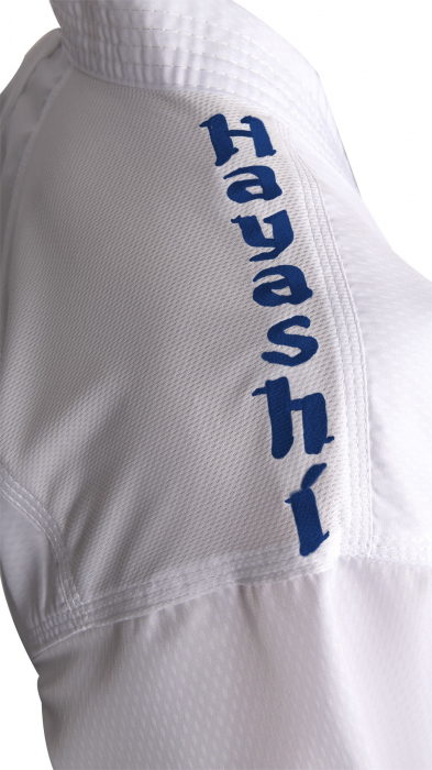 Karate-Gi "Premium Kumite", aprobat WKF, Hayashi, Alb cu broderie albastra, 175 cm [8]
