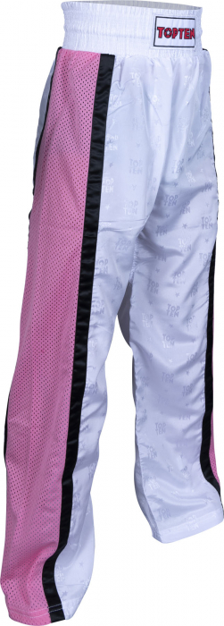 Pantalon Kickboxing “Mesh” - marime XS = 150 cm, alb-roz [1]