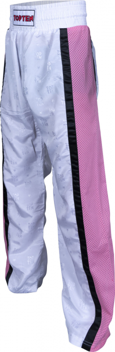 Pantalon Kickboxing “Mesh” - marime XS = 150 cm, alb-roz [3]